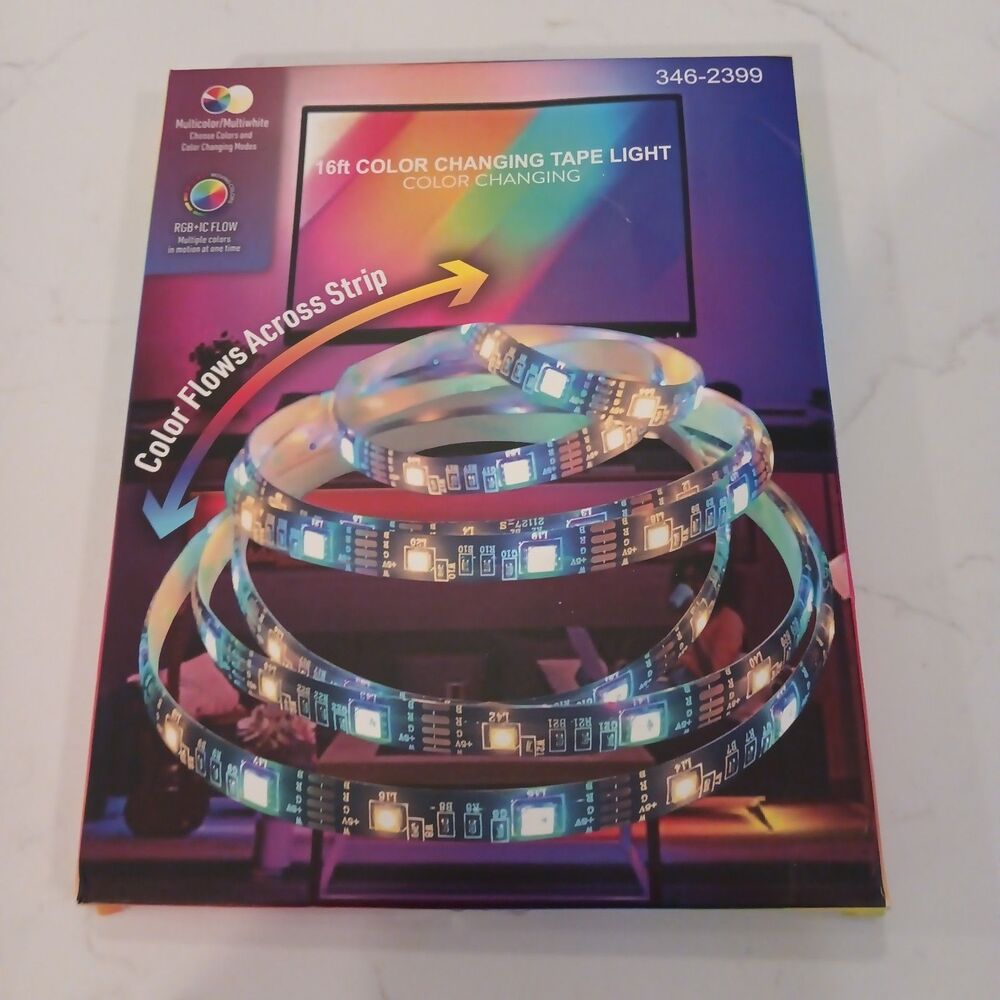 16 Ft Color Changing Tape LED Light With Remote Control USB RGB + IC Flow